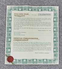 Rolex Blanko Zertifikat USA