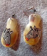 Ohrring Hänger  Zebra, Handgemalt aus Südafrika