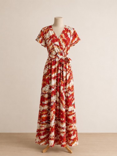 Langes kleid mit - kleid, herzüberwurf