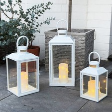 3er Deko Laternen Set Weiß