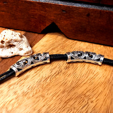 2 große gebogene Bartperlen, Wikingerperlen, Haar Perlen, Rasta Perlen (11)