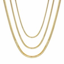 Kette Gold 750 vergoldet 18k Schlangenkette Edelstahl Damen Herren K3281S