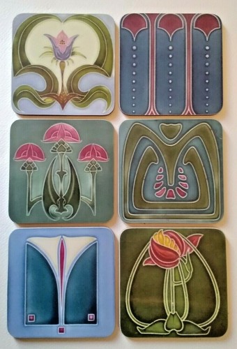 Jugendstil untersetzer 6er - jugendstil,