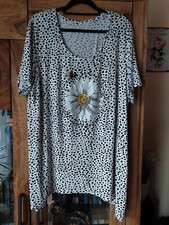 ESMARA Zipfelshirt Longshirt XL 46 48 weiß schwarze Punkte Blume Margerite Biene
