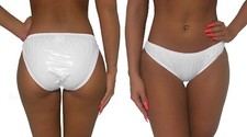 soft PVC Damen Slip 20053L weiß Lackoptik sexy Plastikhöschen Gummihose