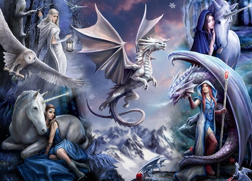 Puzzle silber drachen - puzzle, "silber