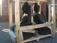 Buddha 2 Stück Bali Steinfigur Lavastein Statue schwer massiv 50 cm XL frostfest