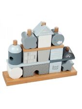 Holz Steck- und Stapelspiel Haus von Label Label - blau
