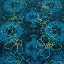 Stoff Baumwolle Jersey Batik Floral Blumenmuster petrol blaugrün Kleiderstoff