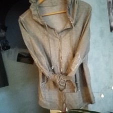 Damen Blazer Jacke mit Kapuze grau-grün + Neu