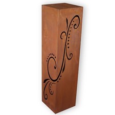 Vintage Gartendeko Metallsäule Rostoptik Shabby Skulptur mit Ornamenten 1m Höhe