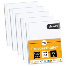 perfect line 100 Prospekthüllen A4 glasklar extra stark dokumentenecht säurefrei