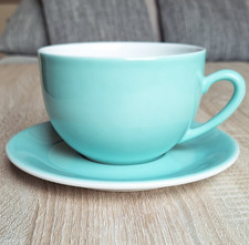 Schönwald Porzellan große Cappuccino-Tasse 0,5l mit Untertasse Türkis  Form 98