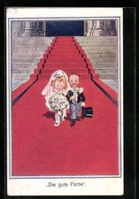 Wedded, Lustiges kleines Brautpaar, Ansichtskarte 1913 