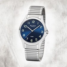 Regent Metall Herren Uhr 1242414 Analog Armbanduhr silber Zugarmband UR1242414