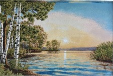 Gobelin Tapisserie Tapestry Wandteppich Paneel ohne Rahmen Sonnenaufgang 54x34cm