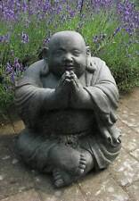 Happy Buddha Grüßend Indonesien Lavastein Skulptur Feng Shui Garten Dekoration