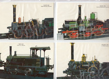 Ordner mit 239 bunten Postkarten von Lokomotiven, Loks,  Zügen