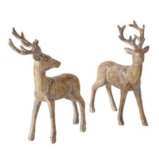 2er Set HIRSCHE braun 16 cm Wintertiere Hirsch b515 Weihnachten Deko Kunstharz