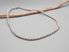 Zarte silbergraue Zuchtperlen Kugel Halskette mit 925 Silber Steckschließe