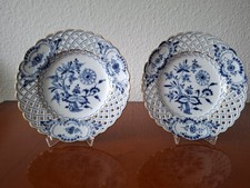 Meissen - Zwei Korbrandteller Zwiebelmuster mit Goldrand um 1880-1886 - 1.Wahl