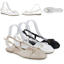 Damen Übergrößen Sling Ballerina Basic Leder-Optik Freizeit Schuhe 841283