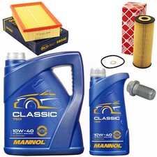 Motoröl Set Filter 10W-40 6 Liter + Ölablassschraube für Mercedes E-Klasse W124