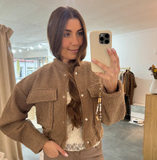 Damen Boucle Jacke Isa Braun