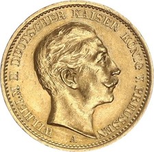 Preußen Wilhelm II. 20 Mark 1907 A Gold vz/vz+ J 252