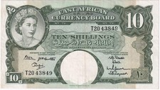 East African Currency Board 10 Shillings ausgegeben 1962 - 1963 P42b original sehr schön