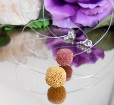 Unsichtbare Kette schwebender Stein LAVA Ziegelrot o. Curry - Nylon transparent 