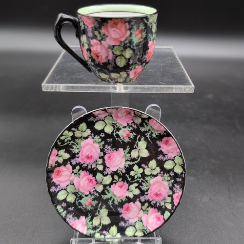 Mokkatasse tasse schwarz - schwarz, rosen