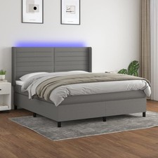 Boxspringbett Matratze LED Bett Bettgestell Polsterbett Lattenrost Stoff vidaXL