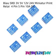 3V 5V 12V 24V Miniatur Print Relai PC Relay Wechsler 4 Pin 5 Pin 10A DC Blau SRD