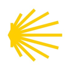 Aufkleber Jakobsmuschel transparent-gelb - Jakobsweg Pilgerweg Andenken Souvenir