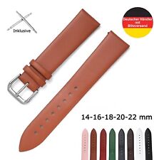 Uhrenarmband Leder Armband Soft Slim 14-22 mm Ersatzband Silber Gold Schließe