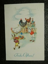 Alte AK , Ostern , Osterhasen und Hühner , Frohe Ostern , F.H. , (G736)