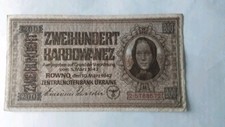 1x 200 Karbowanez, Rowno,1942, Papiergeld,Banknote,Geldschein, Fast Kassenfrisch