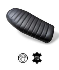 Echtleder Cafe Racer Gerade Motorrad Sitzbank Sattel Sitz Schwarz Vintage 