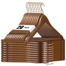 Kleiderbügel Holz, 20er Holzkleiderbügel, Kleiderbügel Nussbraun für Anzüge, ...