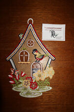 Schönes Fensterbild-Plauener Spitze-Stickerei-Vogel-Schmetterling-Dekoration