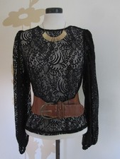 *PIECES*Shirt*Bluse*Spitze*Ballonarme*edel*schwarz*Gr.XXS/34*NEU*