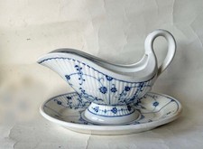 antike Rauenstein Sauciere Strohblume gebrochener Stab rippend pattern um 1800