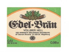 DDR Bieretikett Magdeburger "Edel-Bräu" DIAMANT Magdeburg, Sachsen Anhalt (mag2)