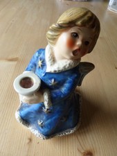 GOEBEL  -  "SPIELUHR - Weihnachtsengel blau mit Kerze", Mod.Nr. HX 328 aus 1966