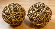2 x Rattankugel Dekokugel Kugel aus Rattan hell Beige Ø 12 cm