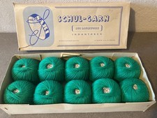 Schulgarn VEB Sari Häkelgarn 10 Stück a25gr. Baumwolle Grün DDR mit Verpackung