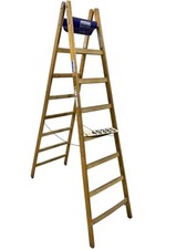 Krause 2x8 Sprossen-Leiter Klappleiter Mehrzweckleiter Holzleiter 49385