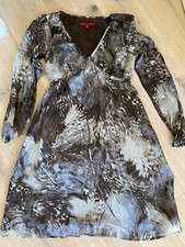 Hallhuber Donna Seidenkleid Kleid Seide Grau Leo Camouflage Gr. 34