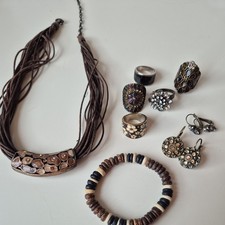 9x Damen Gothic Mittelalter Damen Ring Modeschmuck Kette Armband Ohrringe